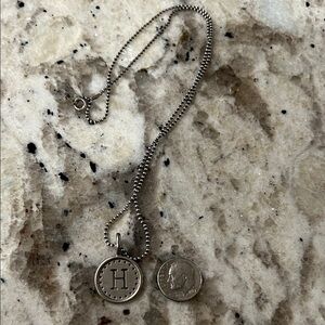 Silver Pendant Necklace with Initial 'H'